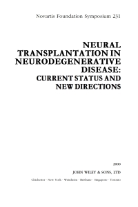 Cover image: Neural Transplantation in Neurodegenerative Disease 1st edition 9780471492467