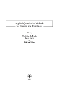 صورة الغلاف: Applied Quantitative Methods for Trading and Investment 1st edition 9780470848852