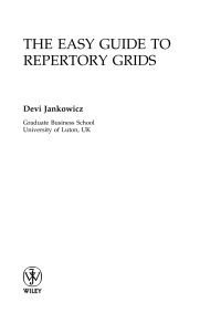 Cover image: The Easy Guide to Repertory Grids 1st edition 9780470854044