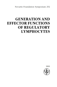 Imagen de portada: Generation and Effector Functions of Regulatory Lymphocytes 1st edition 9780470850749