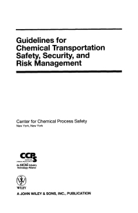 Imagen de portada: Guidelines for Chemical Transportation Safety, Security, and Risk Management 1st edition 9780471782421