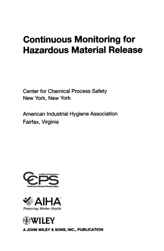 Omslagafbeelding: Continuous Monitoring for Hazardous Material Releases 1st edition 9780470148907