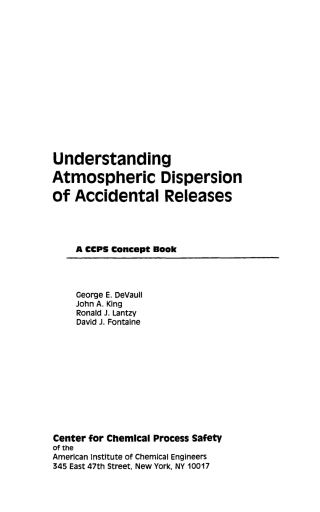 Cover image: Understanding Atmospheric Dispersion of Accidental Releases 1st edition 9780816906819
