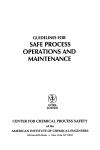 Cover image: Guidelines for Safe Process Operations and Maintenance 1st edition 9780816906277