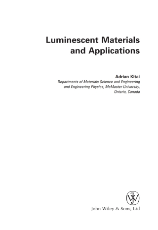 Cover image: Luminescent Materials and Applications 1st edition 9780470058183