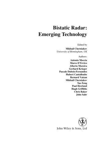 Cover image: Bistatic Radar 1st edition 9780470026311