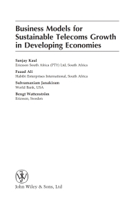 Cover image: Business Models for Sustainable Telecoms Growth in Developing Economies 1st edition 9780470519721
