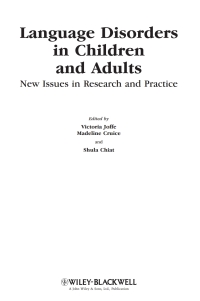 صورة الغلاف: Language Disorders in Children and Adults 1st edition 9780470518397