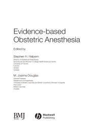 Imagen de portada: Evidence-Based Obstetric Anesthesia 1st edition 9780727917348