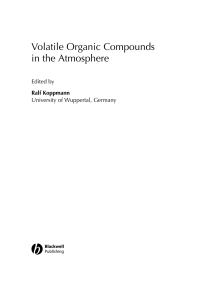 Imagen de portada: Volatile Organic Compounds in the Atmosphere 1st edition 9781405131155