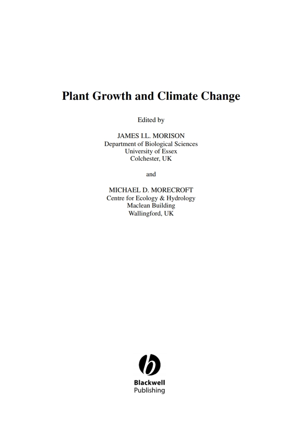 Plant Growth and Climate Change 1st Edition