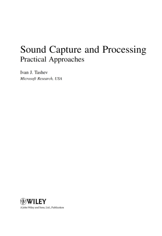 Cover image: Sound Capture and Processing 1st edition 9780470319833