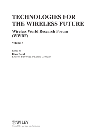 Cover image: Technologies for the Wireless Future 1st edition 9780470993873