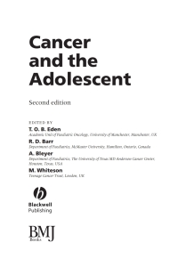 Cover image: Cancer and the Adolescent 2nd edition 9780727918109