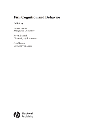 Cover image: Fish Cognition and Behavior 1st edition 9781405134293