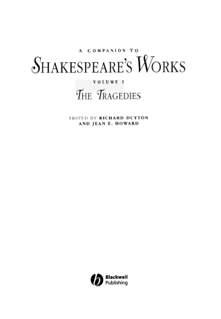Cover image: A Companion to Shakespeare's Works, Volume I 1st edition 9781405136051