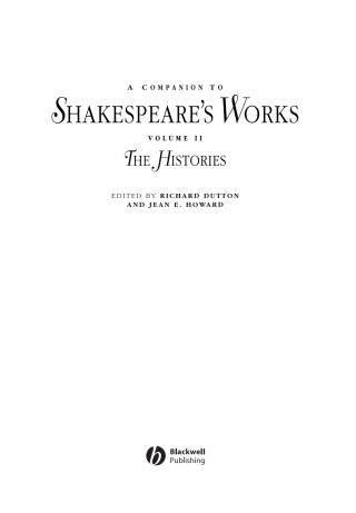 Imagen de portada: A Companion to Shakespeare's Works, Volume II 1st edition 9780631226338