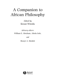 Cover image: A Companion to African Philosophy 1st edition 9780631207511