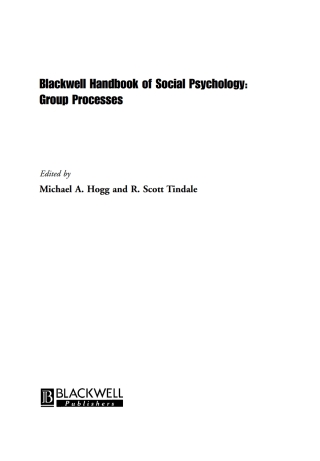 Cover image: Blackwell Handbook of Social Psychology: Group Processes 1st edition 9780631208655