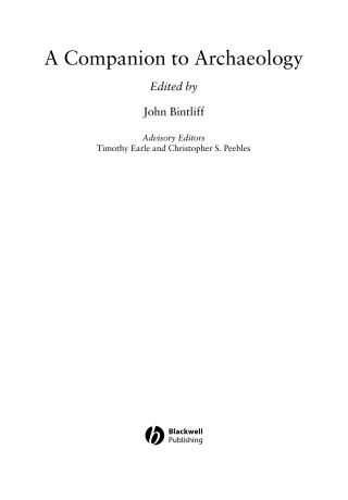 Cover image: A Companion to Archaeology 1st edition 9780631213024