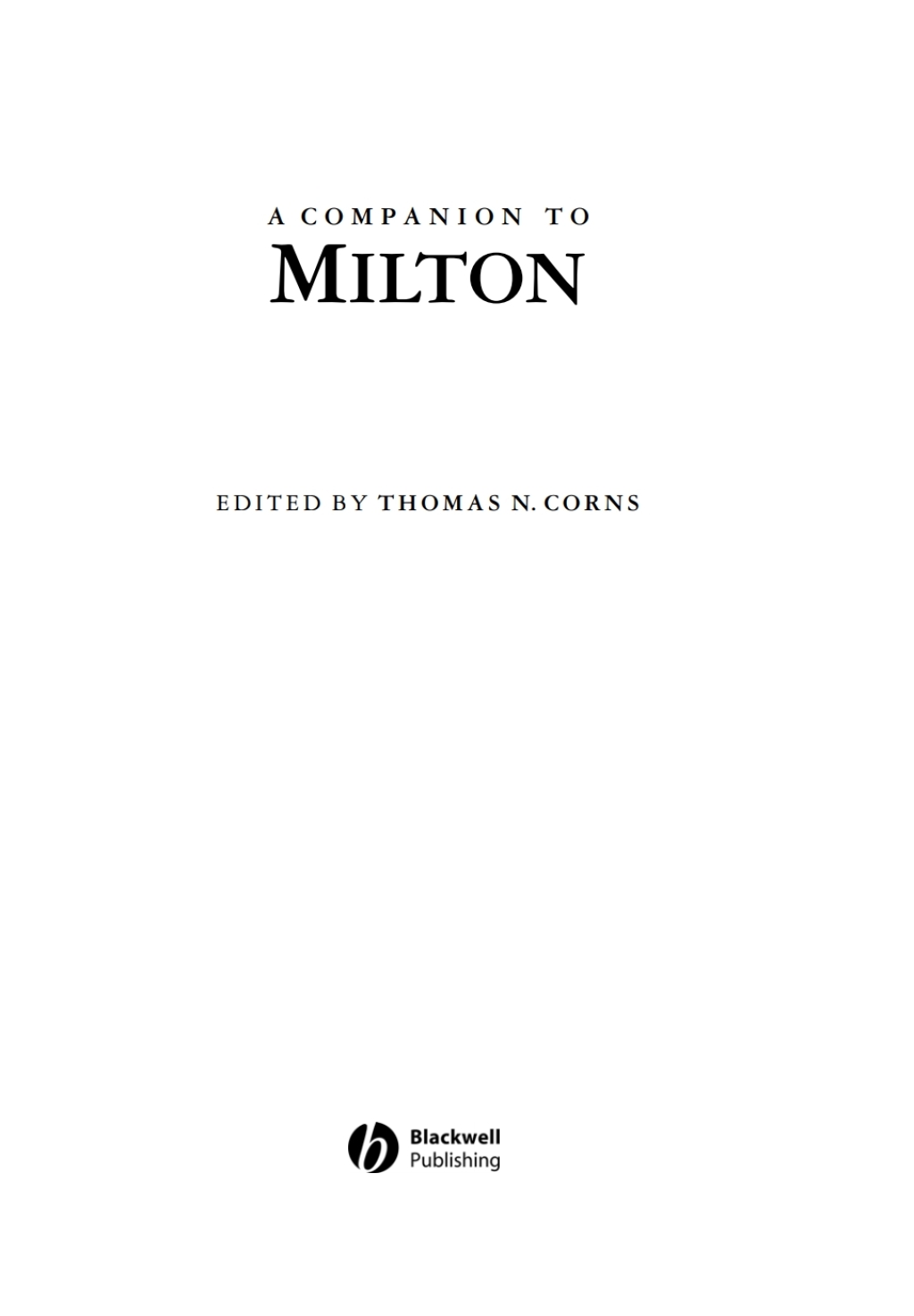 A Companion to Milton 1st Edition