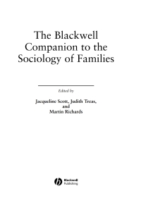 Cover image: The Blackwell Companion to the Sociology of Families 1st edition 9781405175630