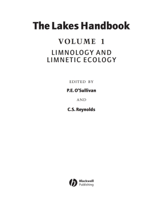 Cover image: The Lakes Handbook: Limnology and Limnetic Ecology 1st edition 9780632047970