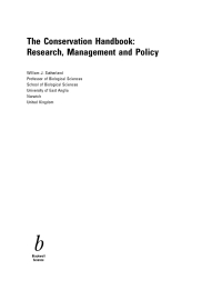 Cover image: The Conservation Handbook 1st edition 9780632053445