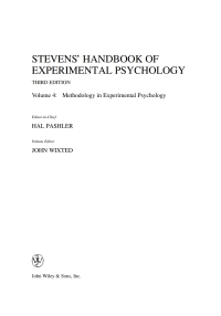 Cover image: Stevens' Handbook of Experimental Psychology, Methodology in Experimental Psychology 3rd edition 9780471378884