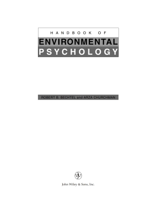 Cover image: Handbook of Environmental Psychology 1st edition 9780471405948
