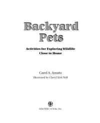Cover image: Backyard Pets 1st edition 9780471416937