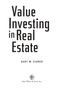 Cover image: Value Investing in Real Estate 1st edition 9780471185208
