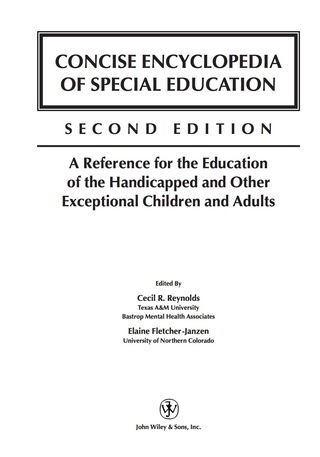 Omslagafbeelding: Concise Encyclopedia of Special Education: A Reference for the Education of the Handicapped and Other Exceptional Children and Adults 2nd edition 9780471652519