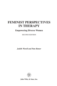 Imagen de portada: Feminist Perspectives in Therapy: Empowering Diverse Women 2nd edition 9780471374367