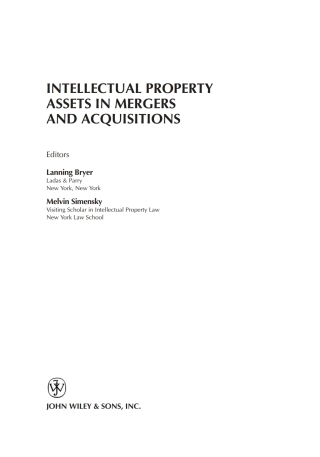 Cover image: Intellectual Property Assets in Mergers and Acquisitions 1st edition 9780471414377