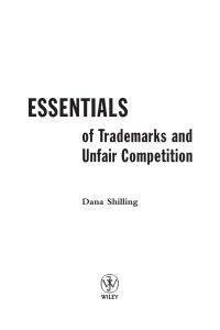 Cover image: Essentials of Trademarks and Unfair Competition 1st edition 9780471209416