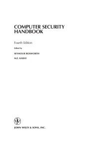 Cover image: Computer Security Handbook 1st edition 9780471412588