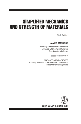 صورة الغلاف: Simplified Mechanics and Strength of Materials 6th edition 9780471400523