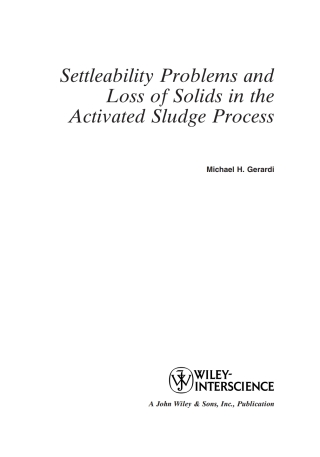 صورة الغلاف: Settleability Problems and Loss of Solids in the Activated Sludge Process 1st edition 9780471206941