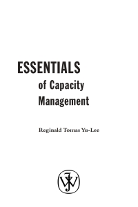 Cover image: Essentials of Capacity Management 1st edition 9780471207467