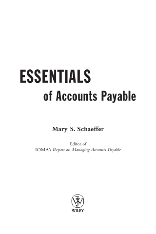 Cover image: Essentials of Accounts Payable 1st edition 9780471203087