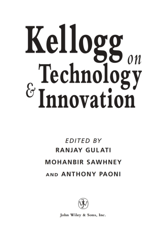 Immagine di copertina: Kellogg on Technology & Innovation 1st edition 9780471235927