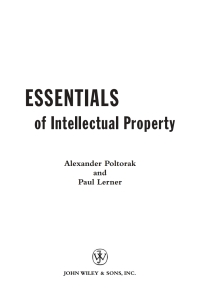 Imagen de portada: Essentials of Intellectual Property 1st edition 9780471209423
