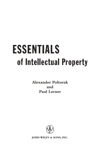 Titelbild: Essentials of Intellectual Property 1st edition 9780471209423