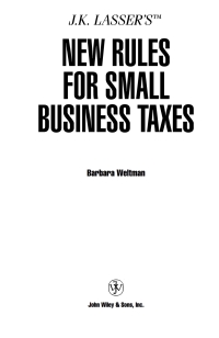 Cover image: J.K. Lasser's New Rules for Small Business Taxes 5th edition 9780471388371