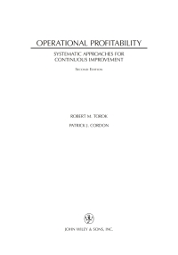 Imagen de portada: Operational Profitability: Systematic Approaches for Continuous Improvement 1st edition 9780471214731