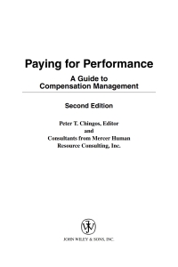 Imagen de portada: Paying for Performance 2nd edition 9780471176909