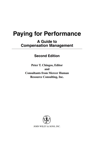 Cover image: Paying for Performance 2nd edition 9780471176909