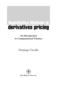 Cover image: Quantitative Methods in Derivatives Pricing 1st edition 9780471394471