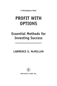 Cover image: Profit With Options 1st edition 9780471225317